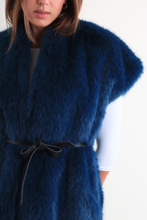 Alternative view of GILET IN ECO-PELLICCIA CON CINTURA