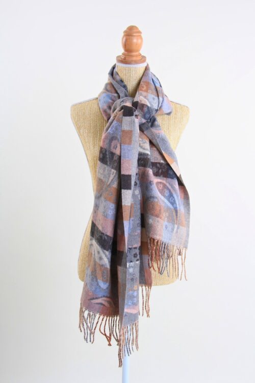 SCIARPA MOTIVO CACHEMIRE E FRANGE