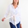 CAMICIA IN VISCOSA CON FIOCCO FRONTALE - Panna, S