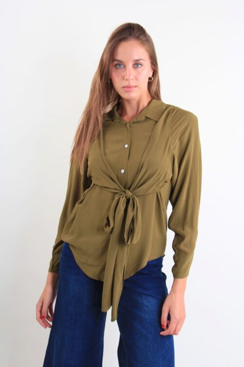 CAMICIA IN VISCOSA CON FIOCCO FRONTALE