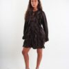 ABITO IN RASO CON VOLANT - Dark Brown, S