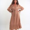 ABITO LUNGO CON SCOLLO A V E COULISSE - Cammello, S