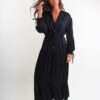 ABITO LUNGO CON SCOLLO A V E COULISSE - Black, S