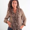 BLUSA LEGGERA CON VOLANT - Moka, M