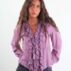BLUSA LEGGERA CON VOLANT - Rose, L