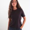 T-SHIRT STRUTTURATA CON CUCITURA CENTRALE - Dark Brown, S