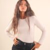 BODY IN VISCOSA A MANICHE LUNGHE CON SCOLLO ROTONDO - Beige, TU