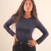BODY IN VISCOSA A MANICHE LUNGHE CON SCOLLO ROTONDO - Blue, TU