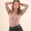BODY IN VISCOSA A MANICHE LUNGHE CON SCOLLO ROTONDO - Tortora, TU
