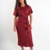 ABITO ELEGANTE A MANICHE CORTE CON DRAPPEGGIO - Bordeaux, L