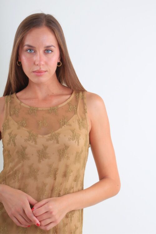 Alternative view of ABITO LUNGO SENZA MANICHE IN PIZZO