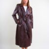 TRENCH LUNGO IN ECOPELLE EFFETTO VINTAGE CON CINTURA - Bordeaux, S