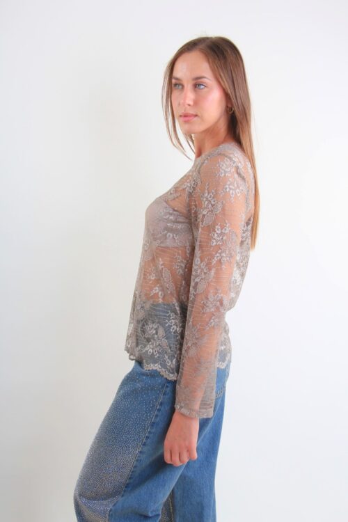 Alternative view of MAGLIA IN PIZZO TRASPARENTE A MANICHE LUNGHE