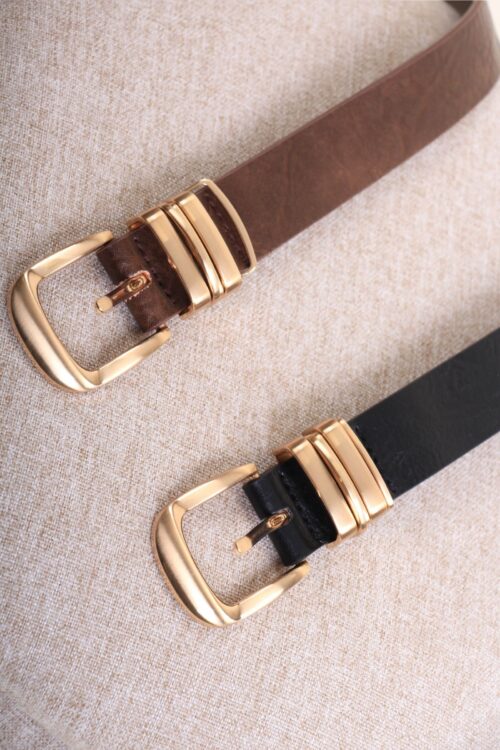 Alternative view of CINTURA IN ECO-PELLE CON FIBBIA DORATA