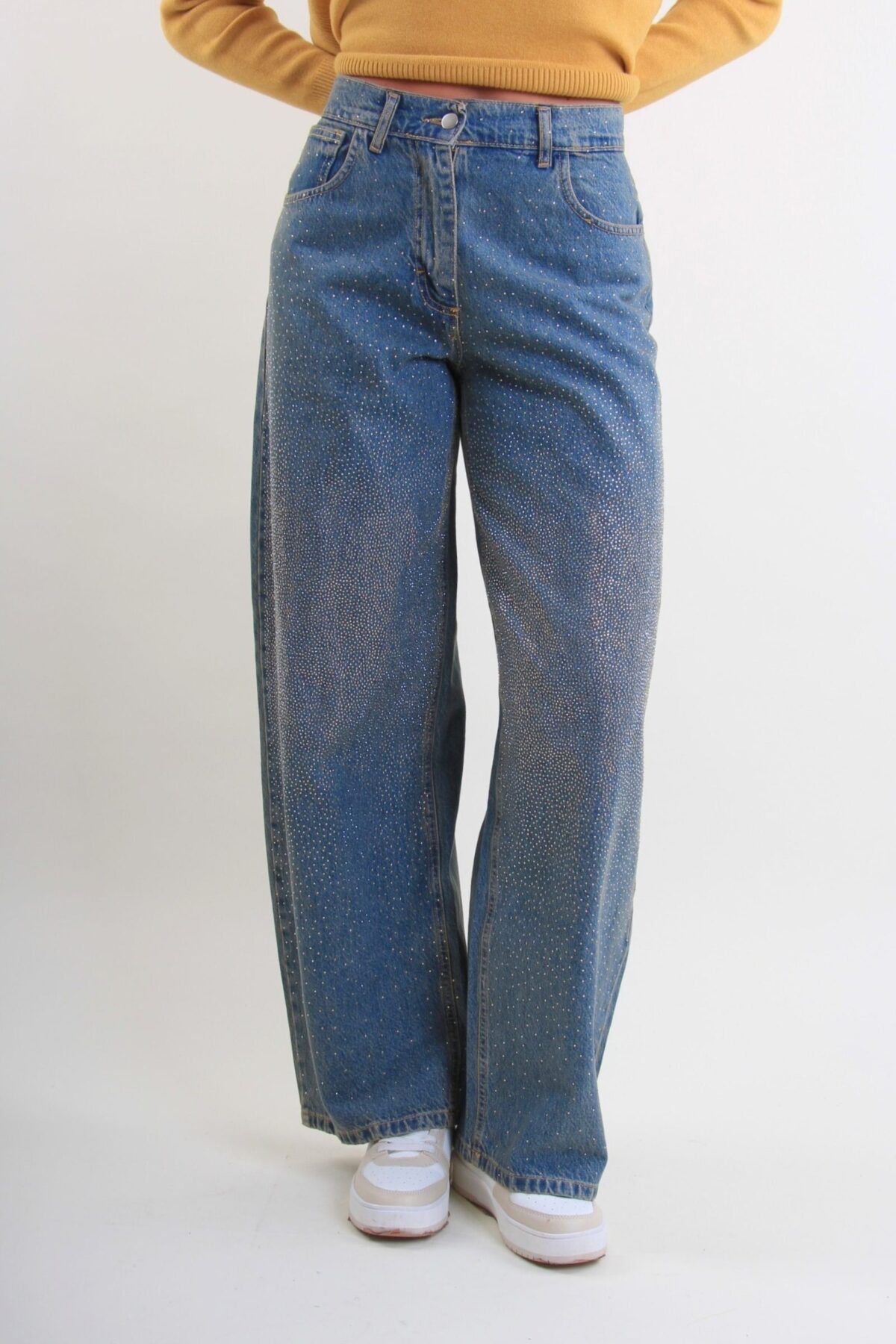 JEANS WIDE-LEG CON STRASS