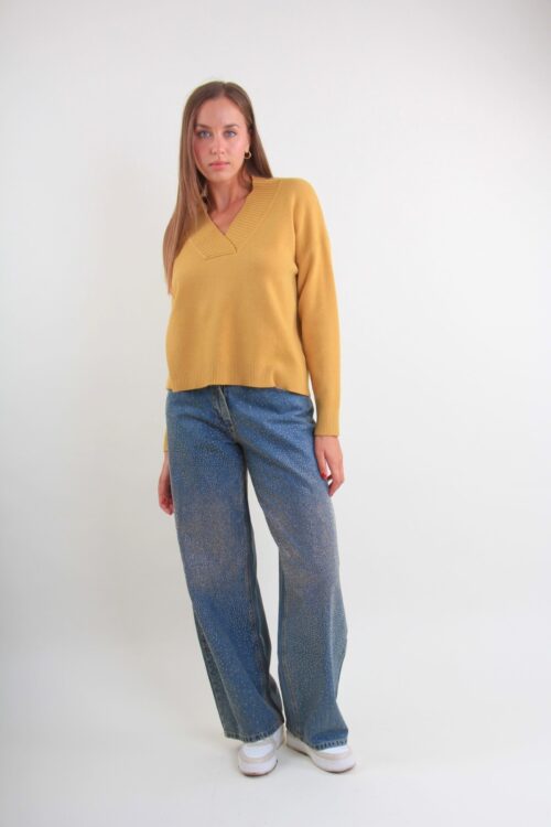 Alternative view of JEANS WIDE-LEG CON STRASS