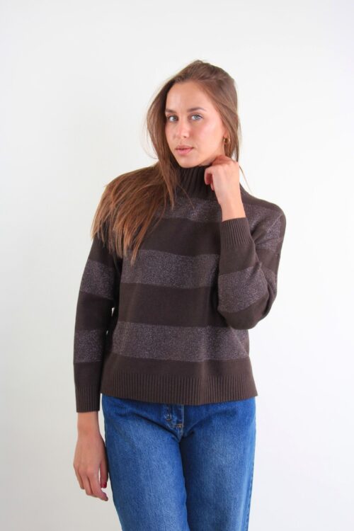 MAGLIA CON BANDE ORIZZONTALI IN LUREX ALL OVER