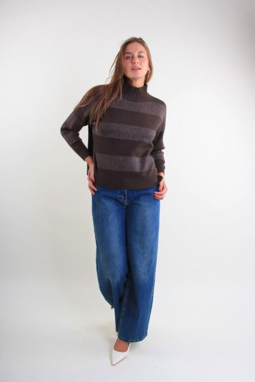 Alternative view of MAGLIA CON BANDE ORIZZONTALI IN LUREX ALL OVER