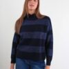 MAGLIA CON BANDE ORIZZONTALI IN LUREX ALL OVER - Blu, TU