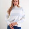 MAGLIA CON BANDE ORIZZONTALI IN LUREX ALL OVER - Panna, TU