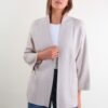 CARDIGAN CON SCOLLO LAVORATO A COSTINE - Beige, TU