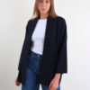 CARDIGAN CON SCOLLO LAVORATO A COSTINE - Blu, TU