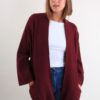 CARDIGAN CON SCOLLO LAVORATO A COSTINE - Bordeaux, TU