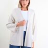 CARDIGAN CON SCOLLO LAVORATO A COSTINE - Gesso, TU