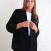 CARDIGAN CON SCOLLO LAVORATO A COSTINE - Nero, TU