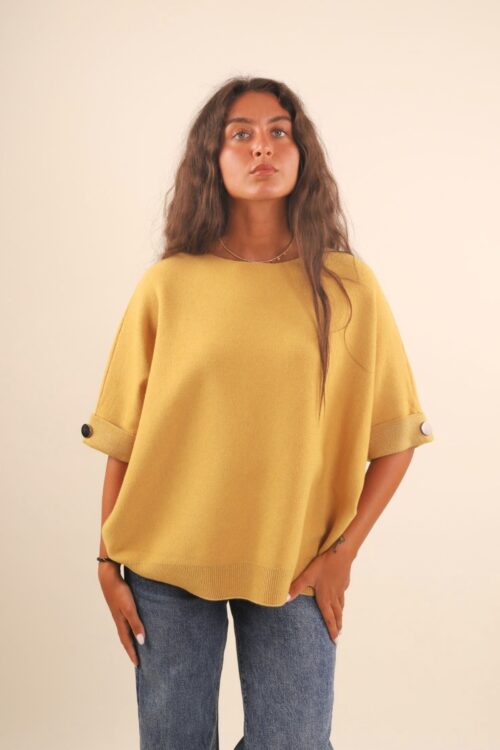 MAGLIA CON MANICHE A ¾ E RIFINITURE IN LUREX