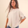 MAGLIA CON MANICHE A ¾ E RIFINITURE IN LUREX - Beige, TU