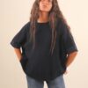 MAGLIA CON MANICHE A ¾ E RIFINITURE IN LUREX - Blue, TU