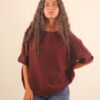 MAGLIA CON MANICHE A ¾ E RIFINITURE IN LUREX - Bordeaux, TU