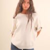 MAGLIA CON MANICHE A ¾ E RIFINITURE IN LUREX - Chalk, TU