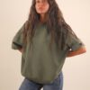 MAGLIA CON MANICHE A ¾ E RIFINITURE IN LUREX - Militare, TU