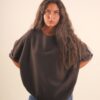 MAGLIA CON MANICHE A ¾ E RIFINITURE IN LUREX - Dark Brown, TU