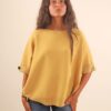 MAGLIA CON MANICHE A ¾ E RIFINITURE IN LUREX - Ocra, TU