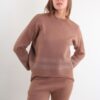 MAGLIA CON RIGHE DI LUREX SUL FONDO - Moka, TU