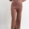 PANTALONI IN MAGLIA CON BANDE DI LUREX SUL FONDO - Moka, TU