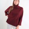MAGLIA A COLLO ALTO CON TASCHE FRONTALI E MANICHE A 3/4 - Bordeaux, TU