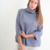 MAGLIA A COLLO ALTO CON TASCHE FRONTALI E MANICHE A 3/4 - Grigio, TU