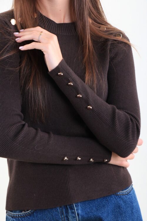 Alternative view of MAGLIA CON BOTTONCINI DORATI