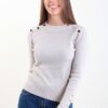 MAGLIA CON BOTTONCINI DORATI - Beige, TU