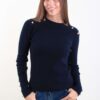 MAGLIA CON BOTTONCINI DORATI - Blu, TU
