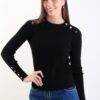 MAGLIA CON BOTTONCINI DORATI - Nero, TU