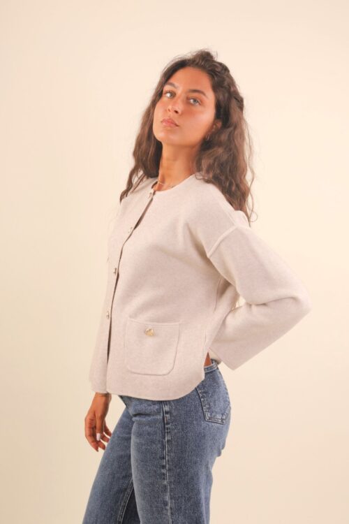 Alternative view of CARDIGAN CON BOTTONI DORATI E TASCHE FRONTALI