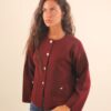 CARDIGAN CON BOTTONI DORATI E TASCHE FRONTALI - Bordeaux, TU