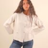 CARDIGAN CON BOTTONI DORATI E TASCHE FRONTALI - Chalk, TU