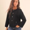 CARDIGAN CON BOTTONI DORATI E TASCHE FRONTALI - Black, TU
