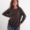 MAGLIONE GIROCOLLO BASICO IN MAGLIA - Dark Brown, TU